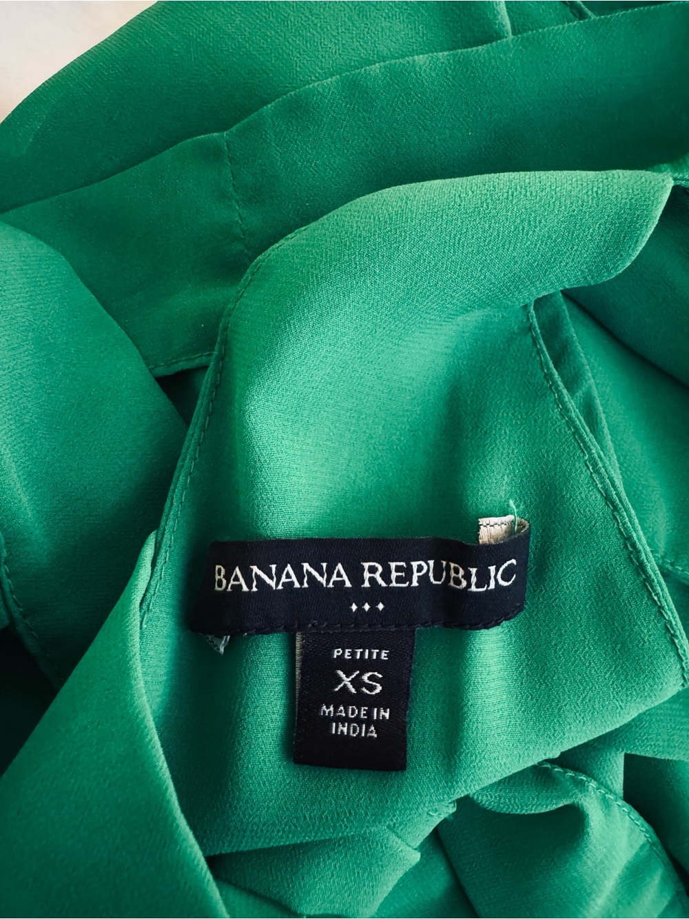 BANANA REPUBLIC Emerald Green Sheer Bow Halter Blouse XS Petite - Picture 8 of 8
